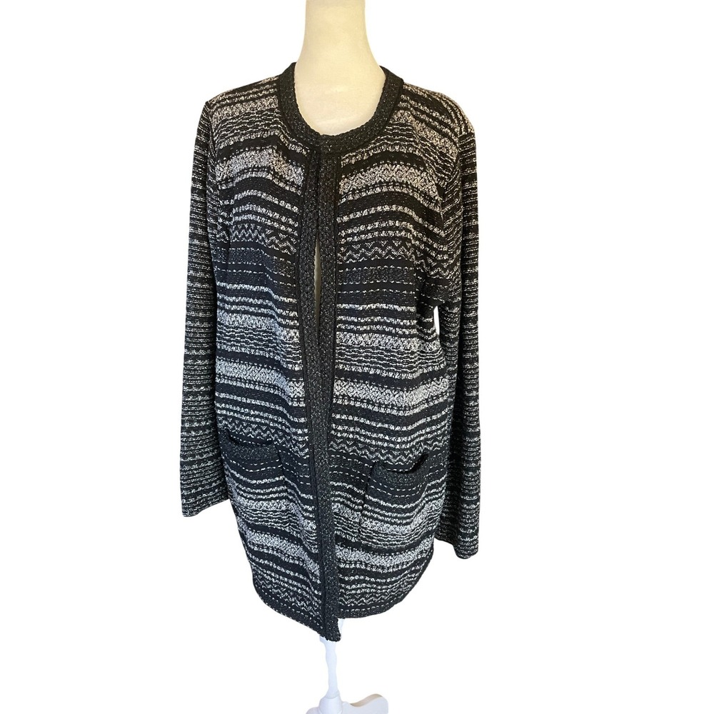 Talbot Womens Metallic Knit Open Front Longline Cardigan Size XL‎ Office Chic